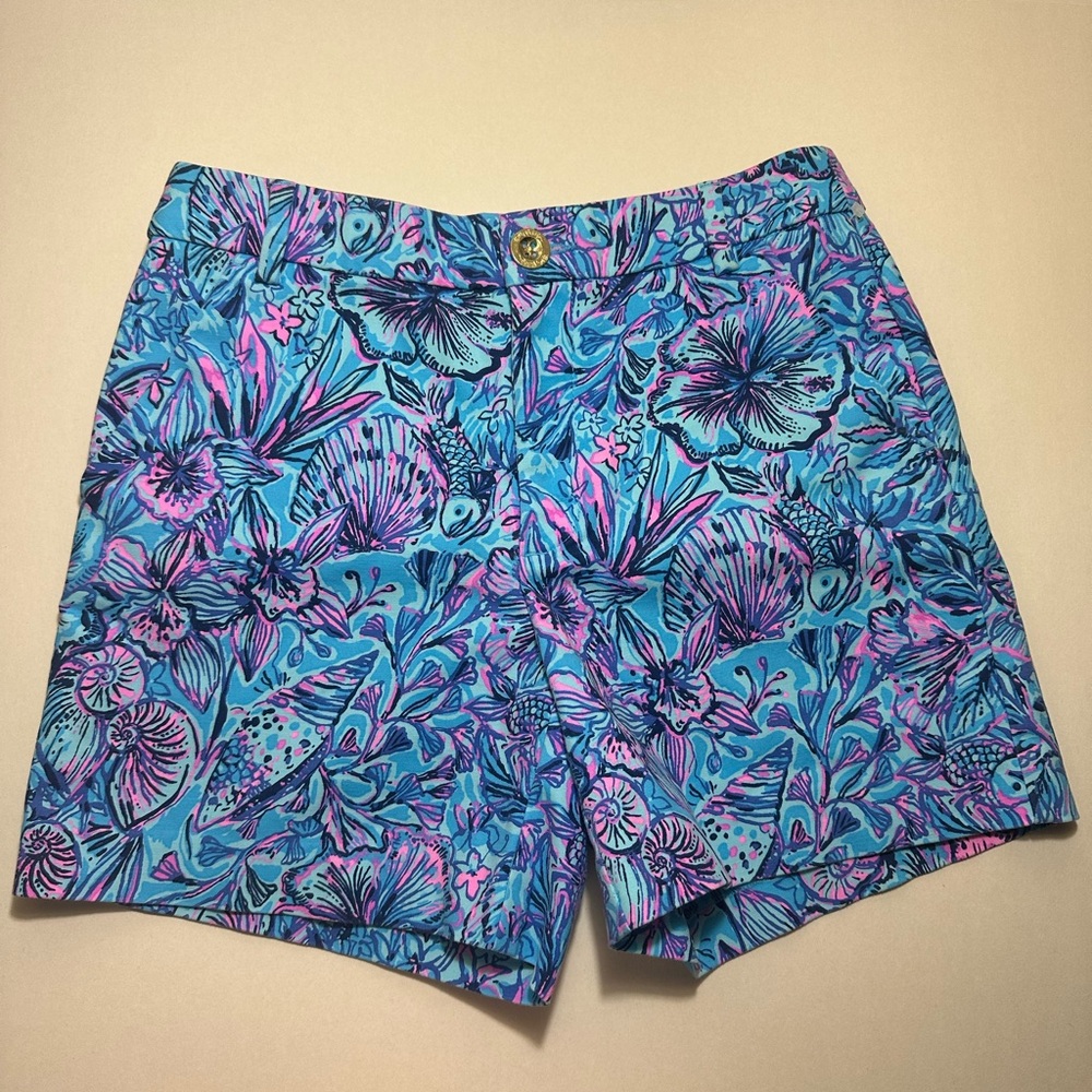 Lilly Pulitzer 5” shorts size 00 NWOT breakwater blue seashells and bells